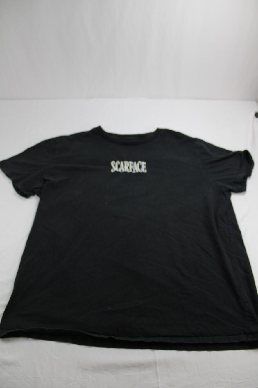 Scarface Mens XL Black Tony Montana Movie Graphic T Shirt Embroidered Logo